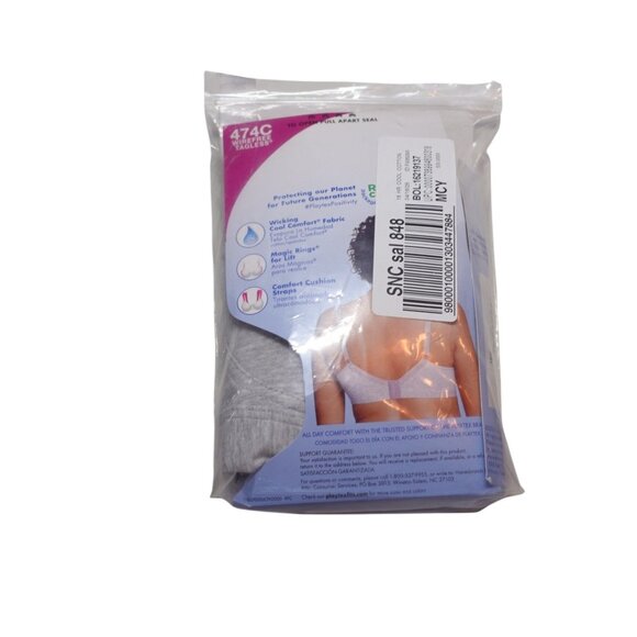 NIP Playtex 18 Hour Ultimate Lift Cotton Wireless Bra Sz 38C Gray 474C - Picture 7 of 9